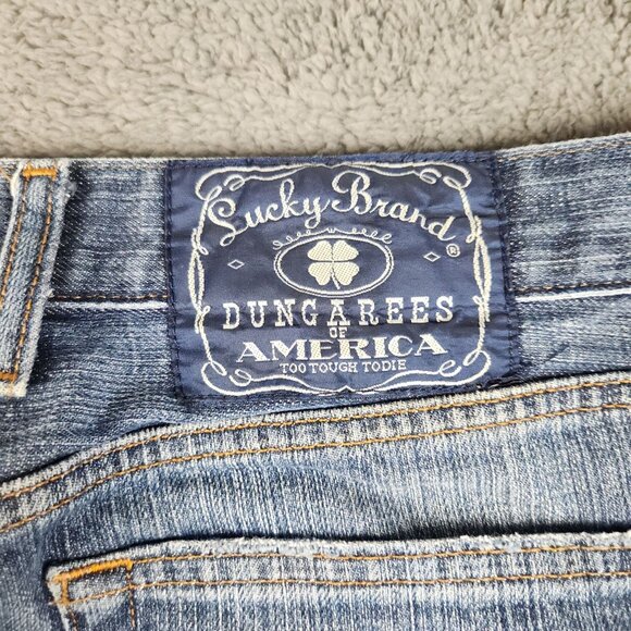 Lucky Brand Jeans 34x32 Blue Classic Fit Denim Distressed Vintage Baggy Y2K 90's - Picture 9 of 12